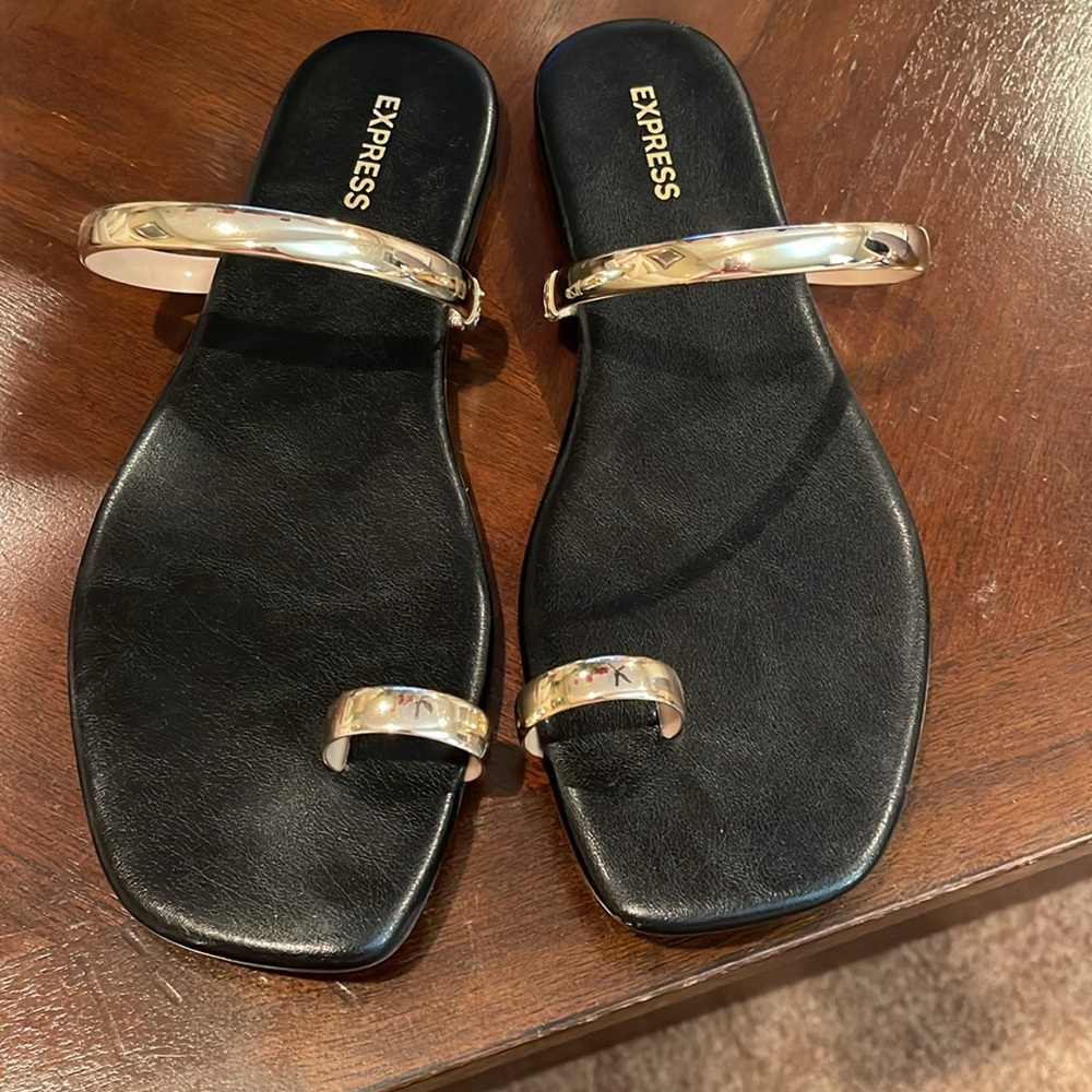 Express Black and Gold Sandals      Size 7